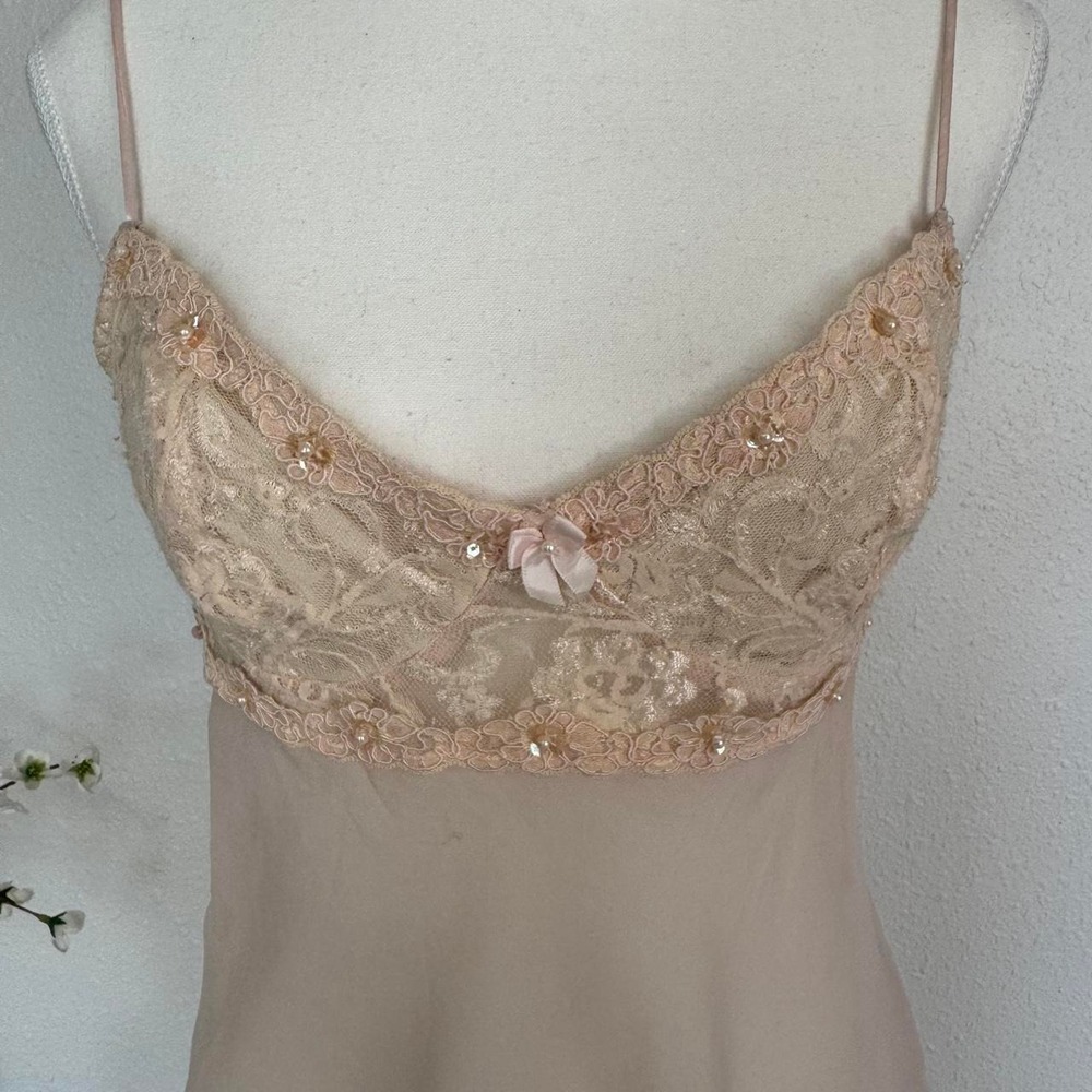 Vintage Intimo Amore Beaded Sequin Lace Babydoll Top🤍✨
